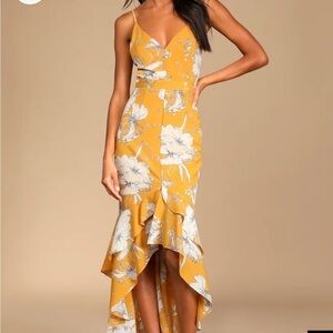 Yellow formal maxi dress size L